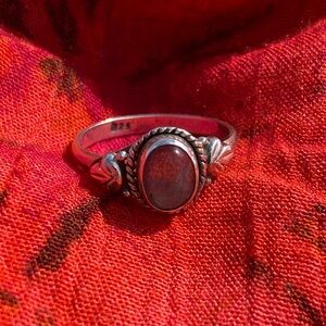 Vintage 925 Sterling Silver Ring with Dragon Eye Labradorite Stone Size 7